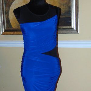 Blue Bodycon with Black Mesh